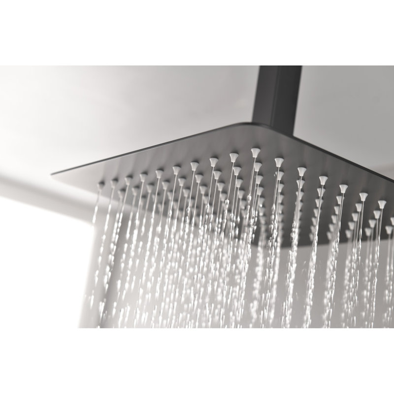 Rain Shower Head High Pressure Rainfall Showerhead Water Saving, Matte Black