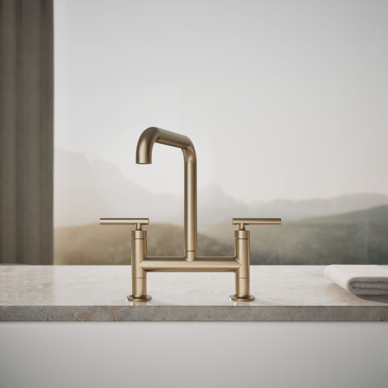 Purist® Two-Hole Deck-Mount Bridge Kitchen Sink Faucet, Vibrant Brushed Bronze