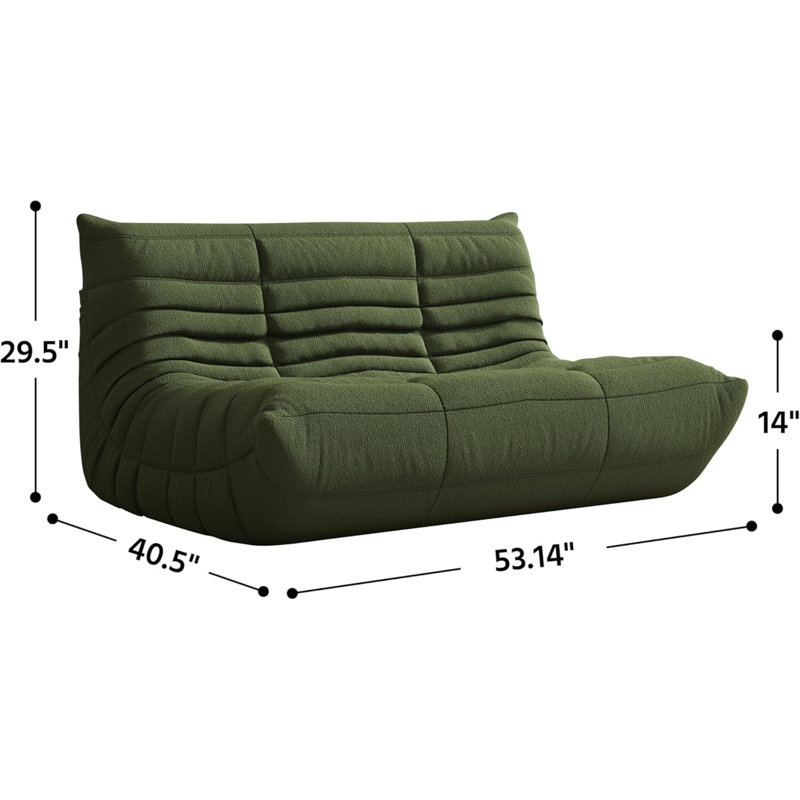 Canapé 3 places à accoudoirs sans accoudoirs, 29.5" H x 53.14" W x 40.5" D, Vert