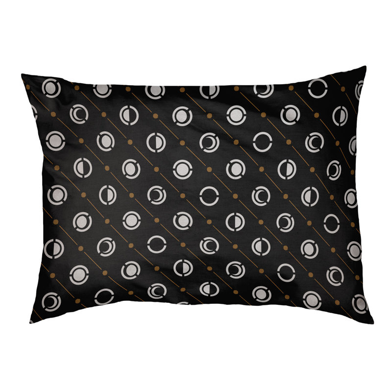 Coussin intérieur pour chien moon phases Chenault, Grand (l 50 po x P 7 po x H 40 po), Orange et gris