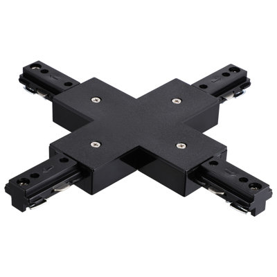 Connecteur d'éclairage en H à rail en X, circuit unique de type H à 3 fils et 1 rail, 120 V, noir