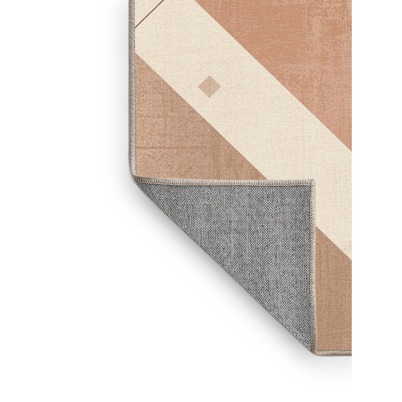 Tapis préformé argyle brun et beige lavable à la machine à motifs et textures, 2 pi x 3 pi