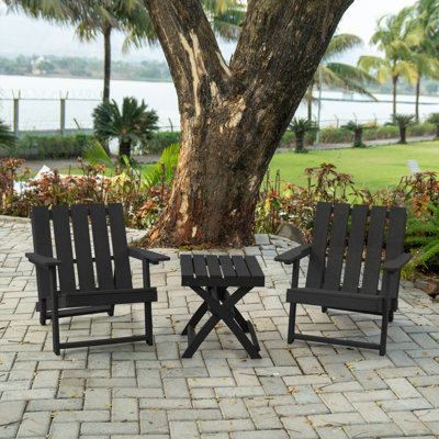 Amalfi Fully Assembled All-Weather Outdoor Folding Modern Adirondack Chair and Table Set