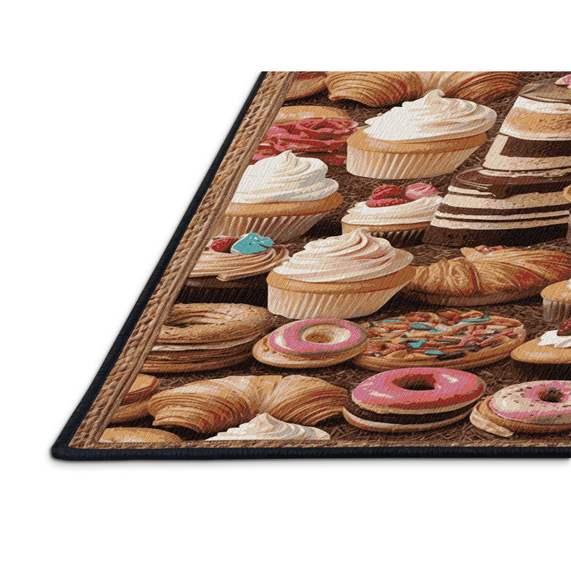  Tapis lavable avec gâteaux et pâtisseries, Rond 3 pi
