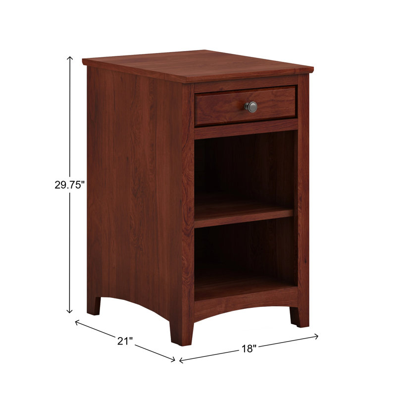 Rangement de bureau en bois massif Malani, Cerisier Washington