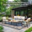 All-Weather Hand-Woven PE Rattan Outdoor Sofa Set with Cushions and Wood-Grain Metal Table