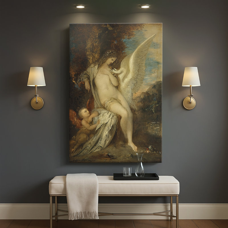 Leda avec le cygne - toile tendue par Gustave Moreau, 32 x 48
