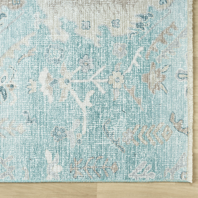 Tapis en coton tissé à la machine Aldora Aqua Cascade, Rectangle 9 pi 6 po x 13 pi 6 po