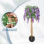 Arbre à fleurs artificiel mauve avec pot de ciment - Vigne suspendue réaliste et mousse pour la décoration intérieure, le bureau, le mariage-1485849199