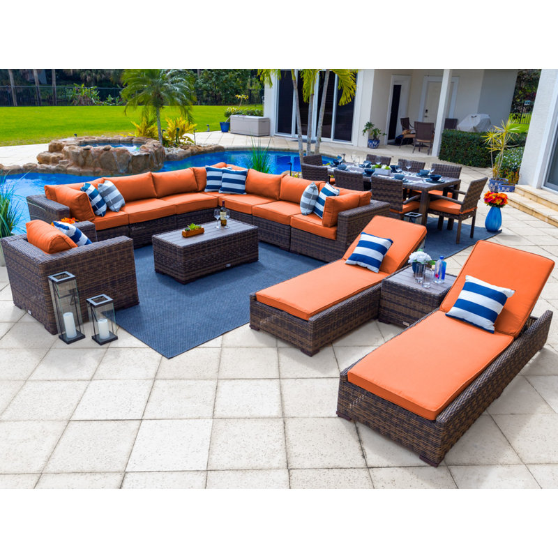 Centralmont 17 - Person Modular Patio Conversation Set with Cushions, Sunbrella Canvas Tuscan, Gray