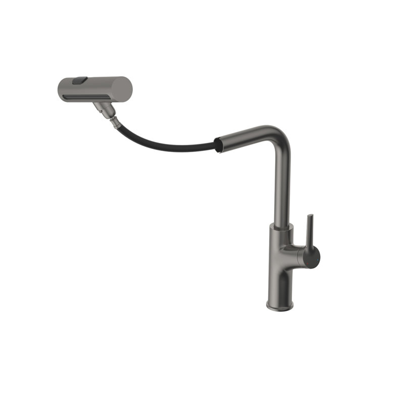 4 Spray Modes Gunmetal Black Faucet, 360 Pull - Down Feature, Splash Functionality, Ceramic Cartridge, Installation Guide, 8.82 Inches Spout Height Kitchen Faucet In Stainless Steel, Settings For