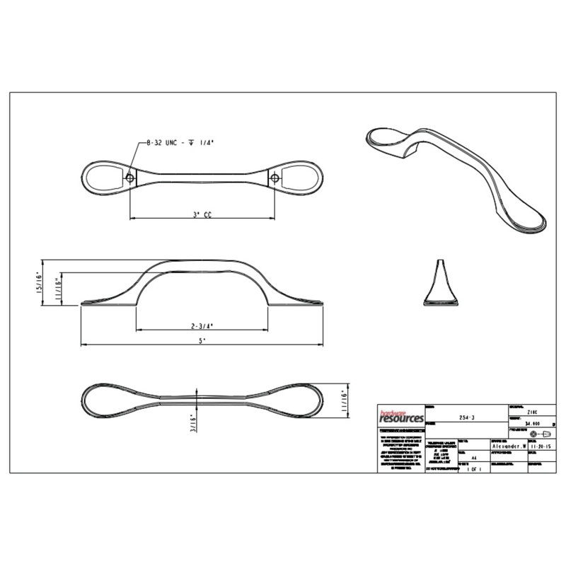 Kenner 3" Center to Center Arch Pull, Brushed Pewter