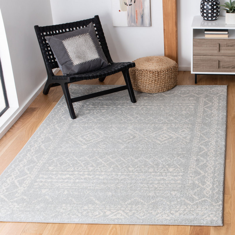 Tapis gris clair / ivoire Stroup Southwestern, Rectangle 5 pi 3 po x 7 pi 6 po