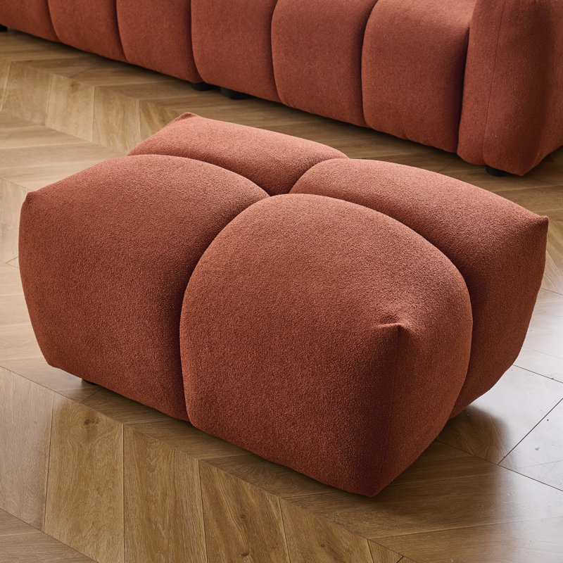 Kieayla 32.68'' Upholstered Ottoman, Orange
