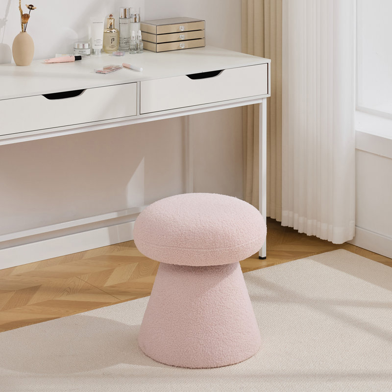 360° Swivel Soft-Padded Mushroom Shaped Ottoman, Shoe-Changing Footstool, Makeup Stool, Pink