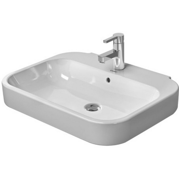 Happy D.2 Ceramic 24" Wall Mount Bathroom Sink with Overflow