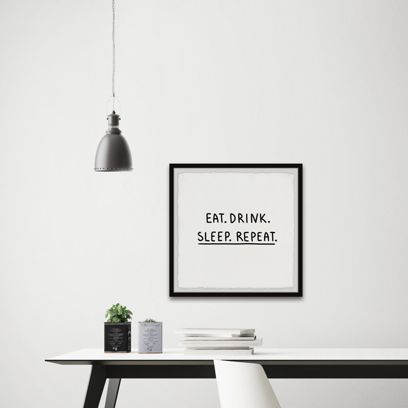 «Eat Drink Sleep», reproduction encadrée, H 24 po x l 24 po x P 1,5 po