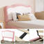 Structure de lit double tapissier pleine grandeur pour garçons et filles avec tête et pied de lit, aucun sommier requis, supports de lattes en bois, silencieux, rose clair-871440410-871440411