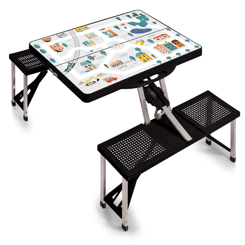 Table de pique-nique pliante avec trou pour parasol Play Town Talarisha, Noir
