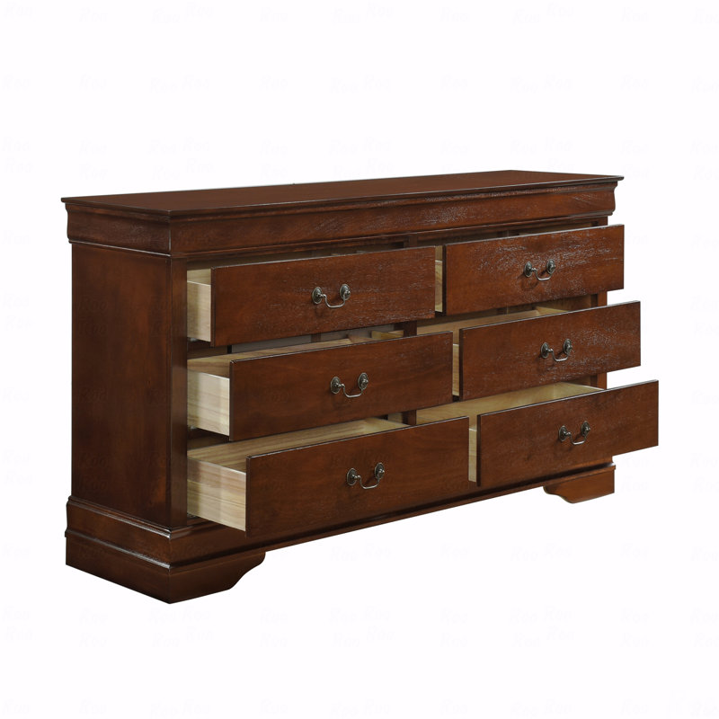 Commode au fini cerisier brun traditionnel de style traditionnel 1pc Louis Phillipe