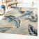Botanical Hi-Low Contemporary Blue Beige Power Loomed Indoor/Outdoor Area Rug