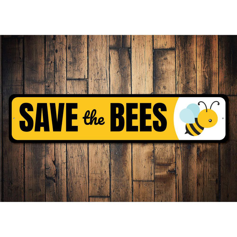 Plaque en aluminium «Save the Bees», H 6 po x l 24 po x P 0,06 po