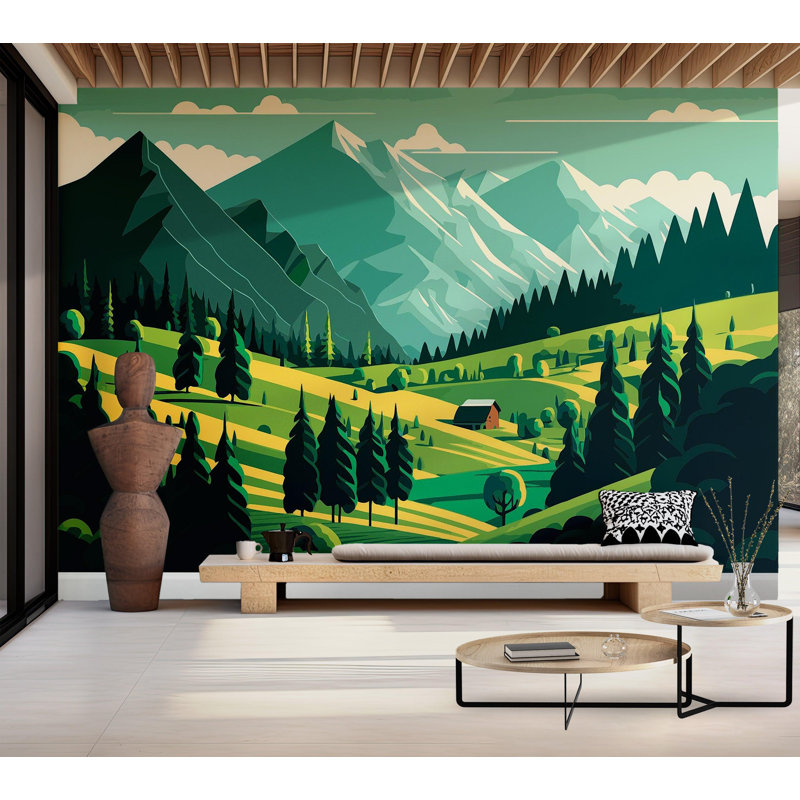 Papier peint de qualité supérieure - Paysage de montagne, L 144 po x l 210 po