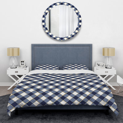 Blue White Gingham Print III - Modern Duvet Cover Set