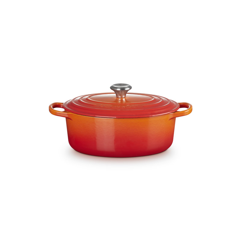Le Creuset Enameled Cast Iron Oval Dutch Oven with Lid, 2.75 quarts, Flame/Silver