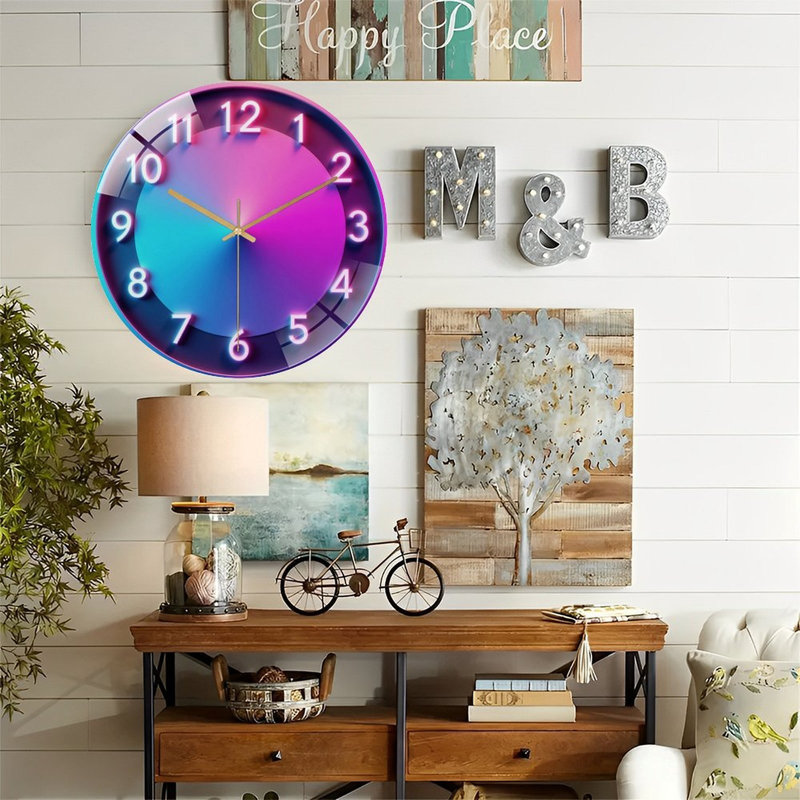 Horloge murale en verre néon