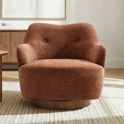 Chaise pivotante à dossier chameau 32,1 po avec base en bois de noyer