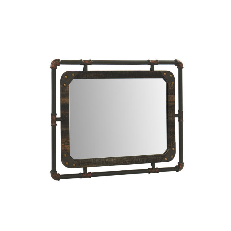 Antioch Flat Wall Mirror, Antique Black/Espresso