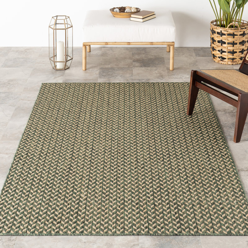 Tapis d'intérieur / extérieur Malaya, Rectangulaire 8 pi x 10 pi, Vert