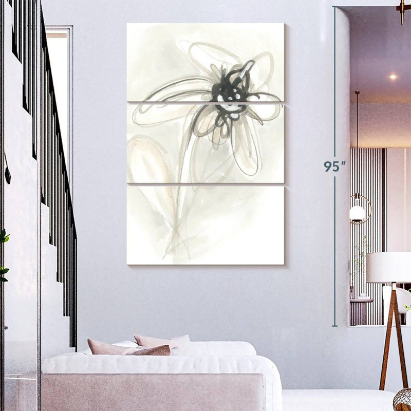 Avery Neutral Floral Gesture V, 74" H x 48" W