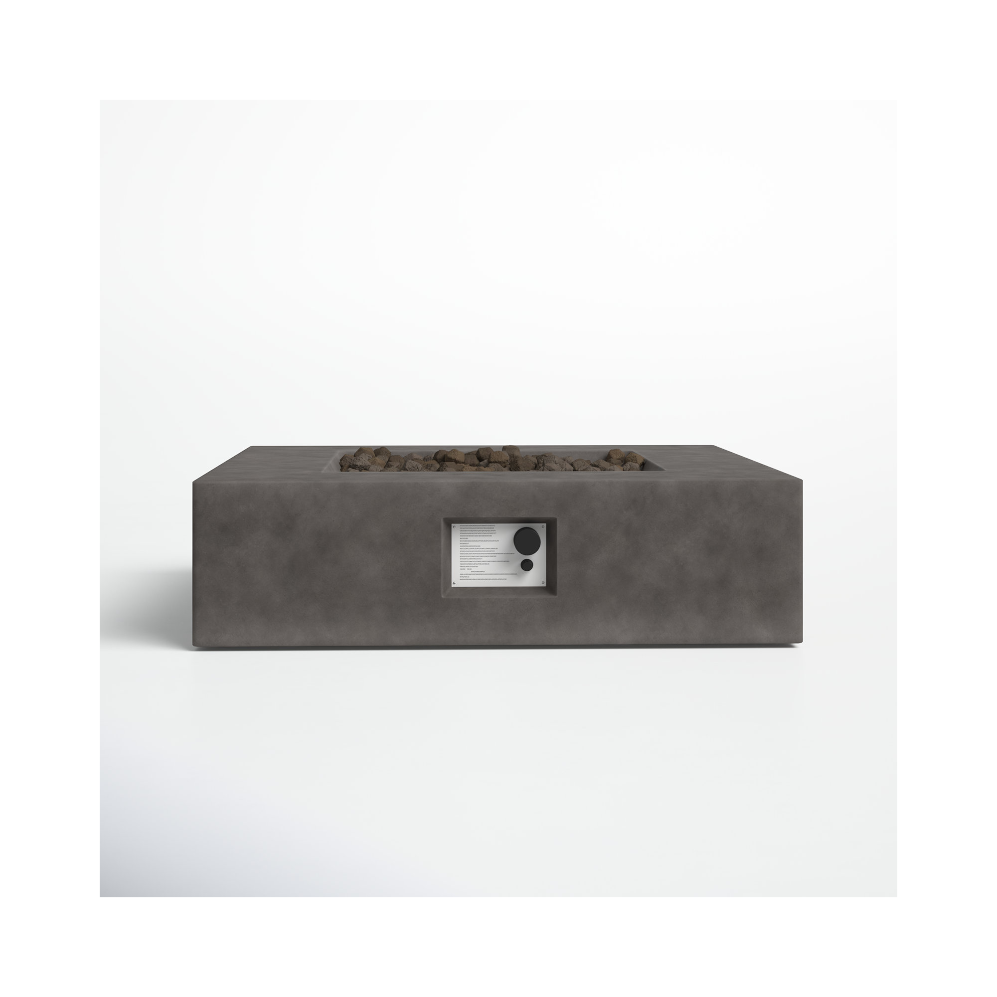 Rashid Fire Pit Table, Charcoal, 12" H x 42" W x 42" D