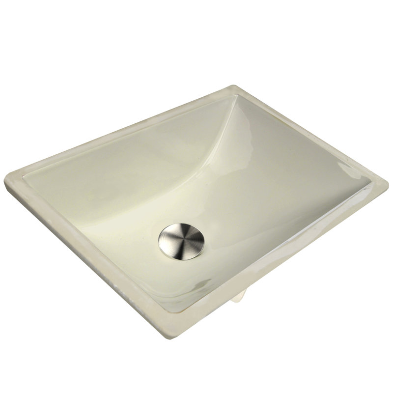 Lavabo de salle de bain rectangulaire encastré en céramique avec trop-plein Great Point, Bisque