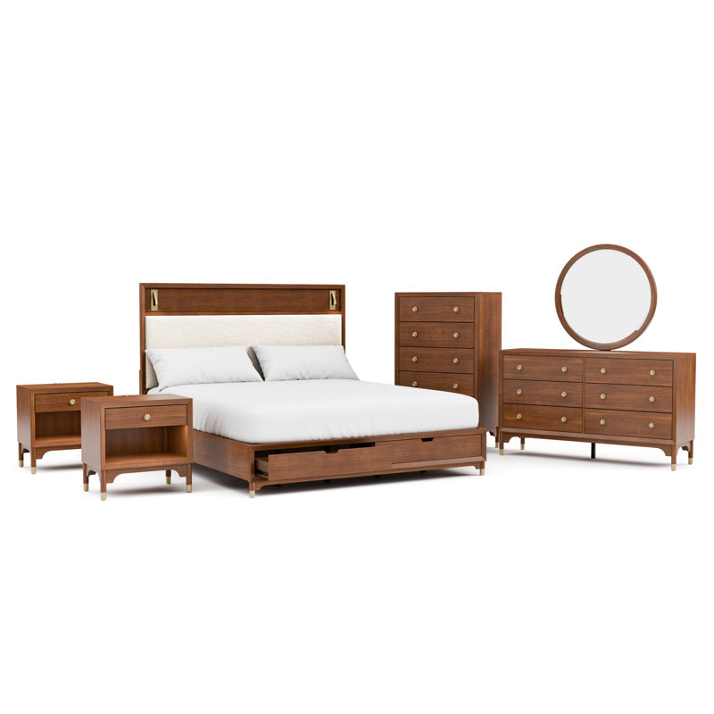 Ensemble de chambre à coucher 6 pièces avec tiroir de rangement Oberlander, Queen