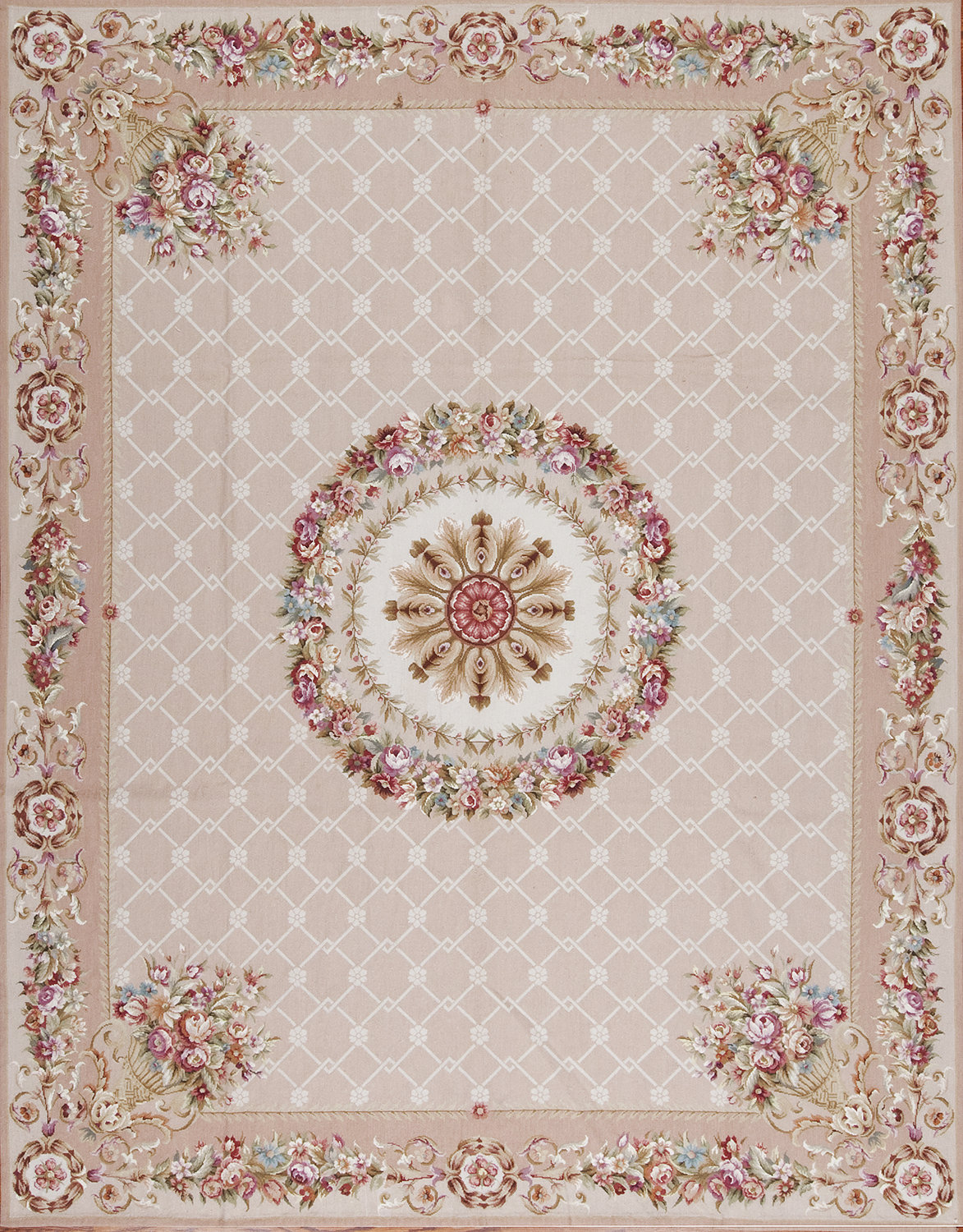 Rose Rug Rug Collection Samad Rugs Highland Needleworks Floral Handwoven Wool Beige/Dusty Rose ...