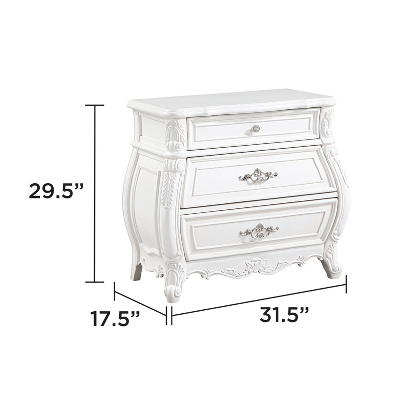 Jaria King 3PC Bedroom Set White, King, 3 Pcs: Bed, 2 Nightstands