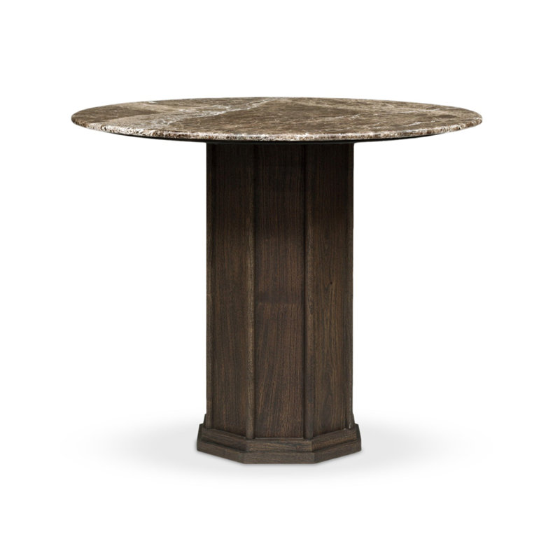 Pavlo Dining Table-Brown Marble, 30”H x 36”L x 36”W