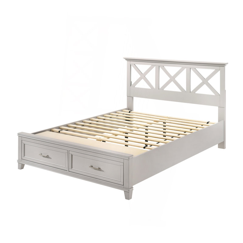 Lit avec rangement en X, Gris, Grand lit