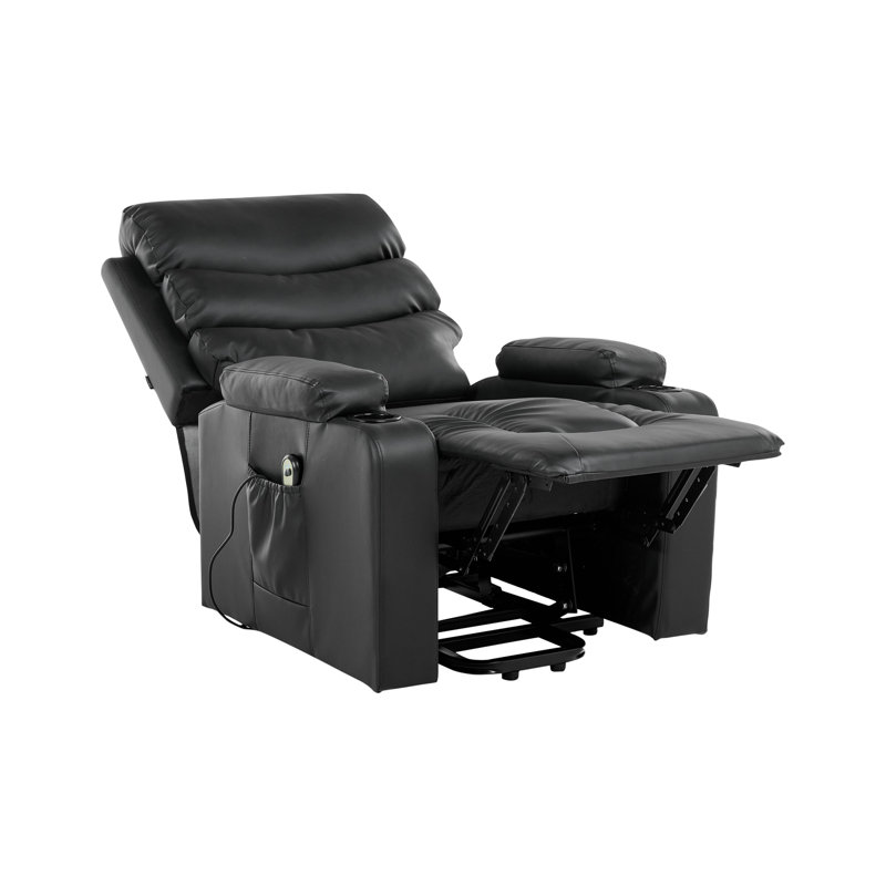 Electric Recliner Chair ETER Faux Leather Black, Black