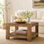Table basse 31,5 "carrée en bois massif, table basse 2 niveaux