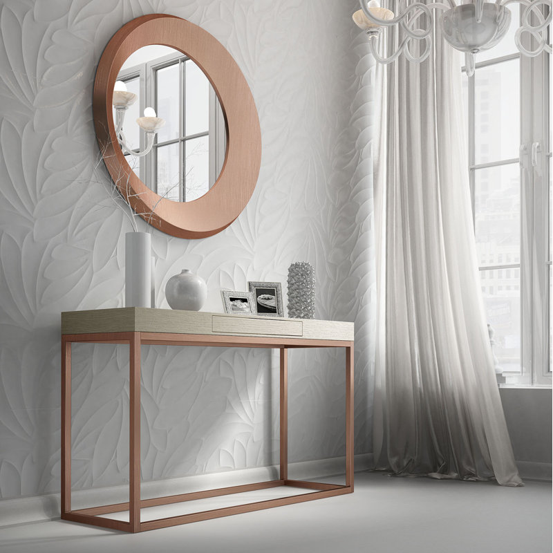 Ensemble de console et miroir 39,37 po Saph, H 31,5 po x l 39,37 po x P 15,75 po, Vieux cuivre ultrabrillant