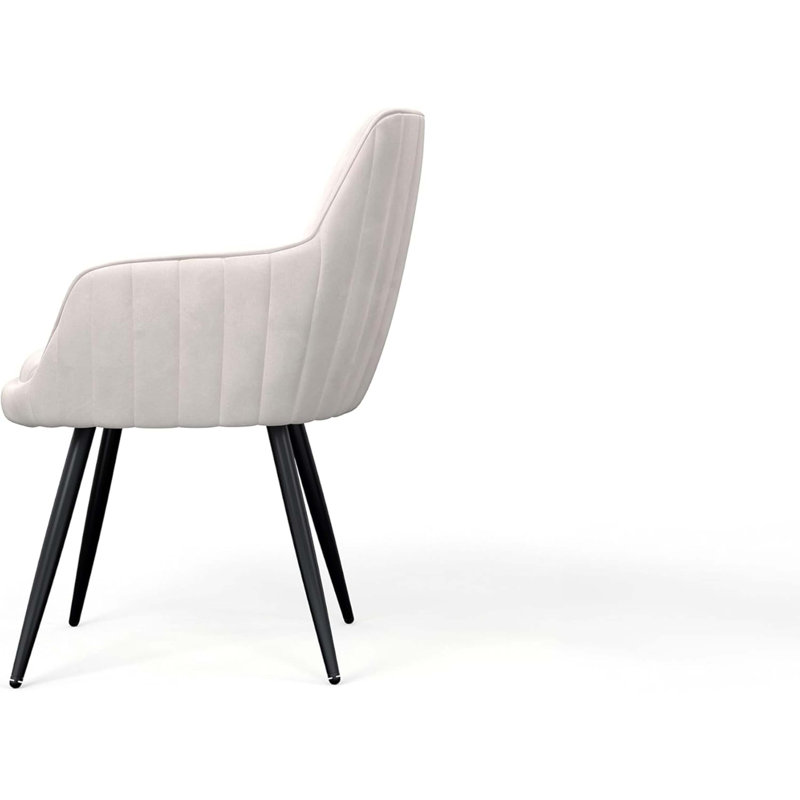 Chaise d'appoint moderne rembourrée Mid-Century avec dossier capitonné, ensemble de 2, Beige