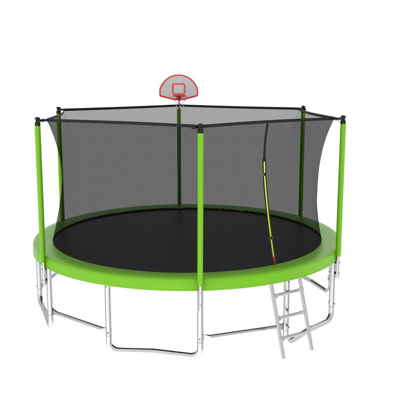 Trampoline récréatif 15 pi pour enfants avec filet de sécurité, Vert antique