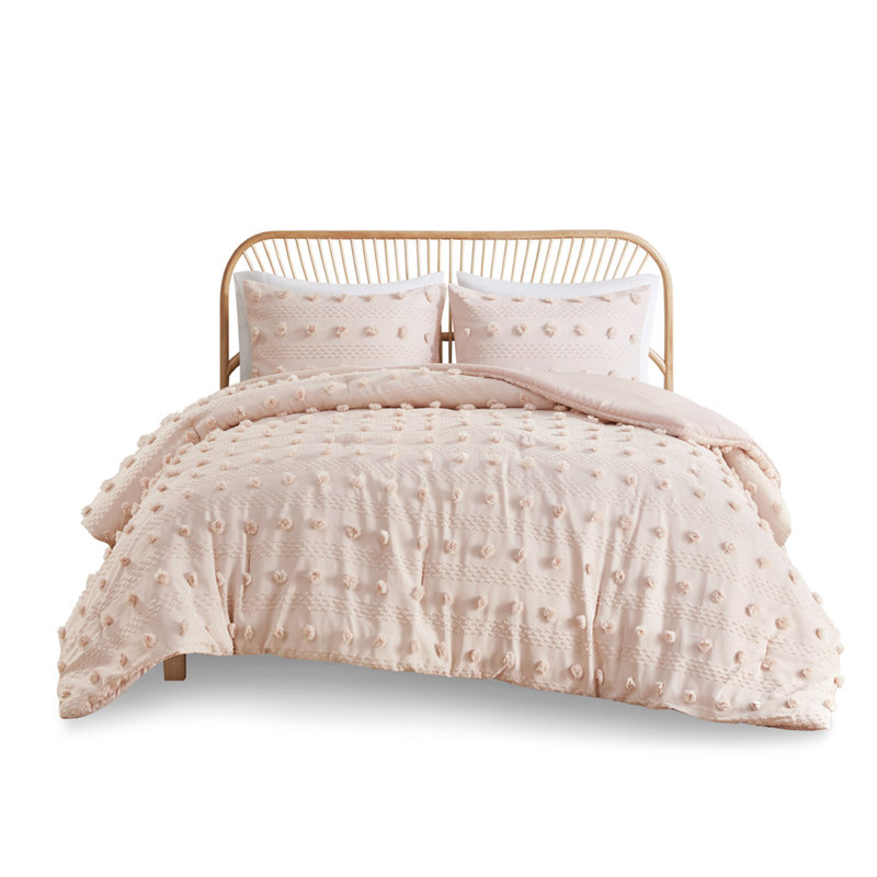 Full/Queen Clip Jacquard Comforter Set, Queen/Full Comforter + 2 Standard Shams, Pink