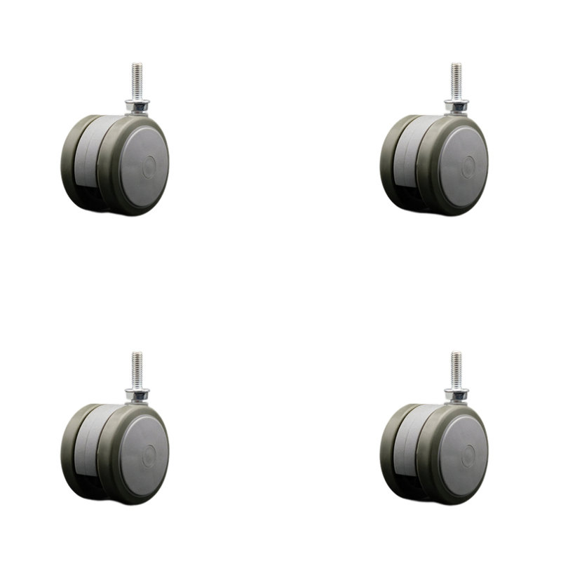 Ensemble de 4 roulettes à tige filetée 5/16 po 2-3 / 8 po, Gris
