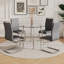 Ensemble de table de salle à manger 5 pièces Modern Modern, table de cuisine minimaliste avec 4 chaises en porte-à-faux en similicuir gris-1215875303-1215875299