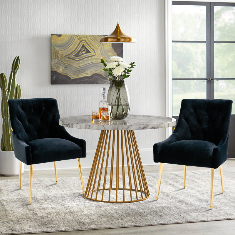 Arbri Velvet Side Chair, Black Velvet